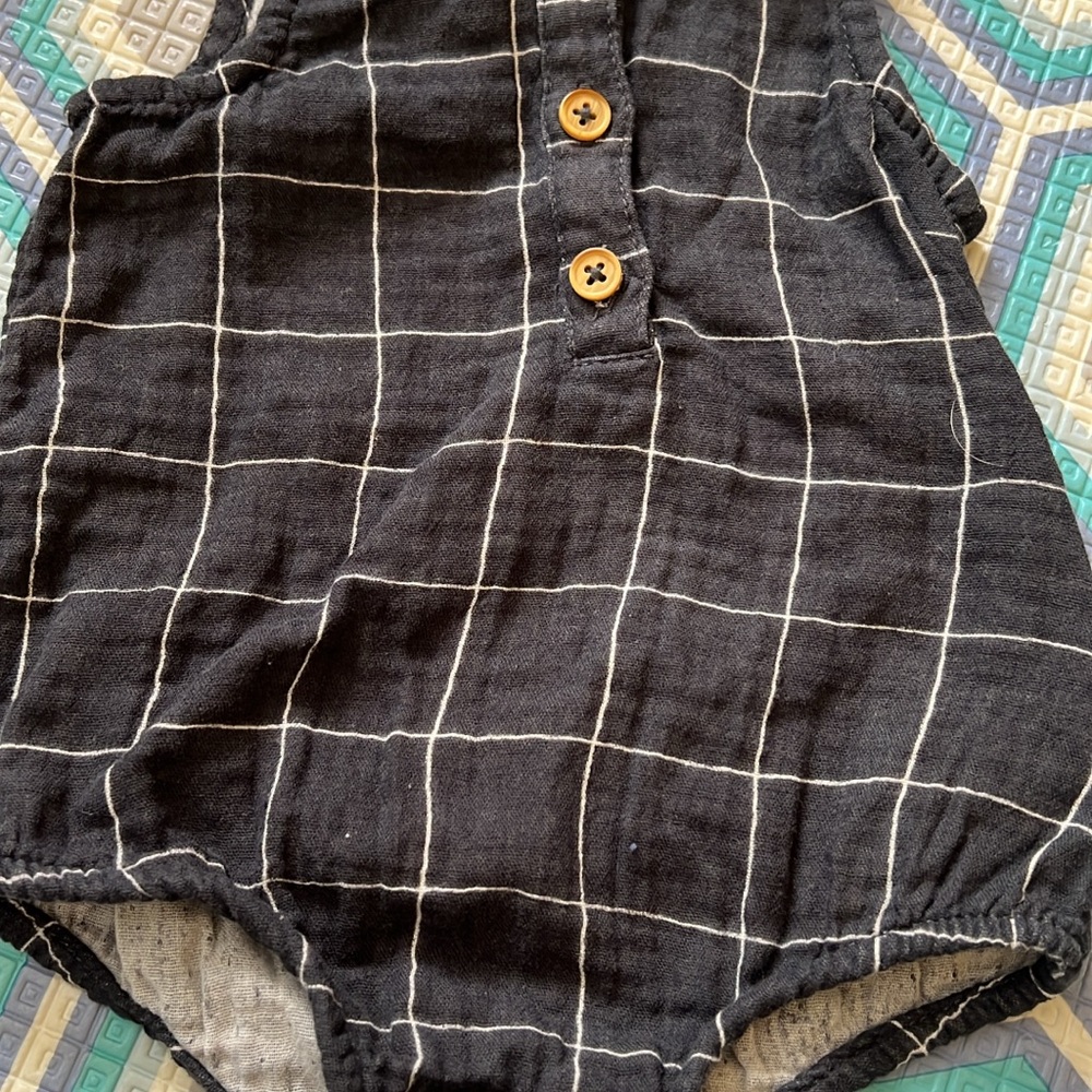 Cat & Jack Black and White Checkered Bodysuit